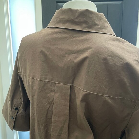 Birgitte Herskind Naja SS Circular Side Cut Out Midi Org Cot Dress Brown Sz 36 - Picture 9 of 14